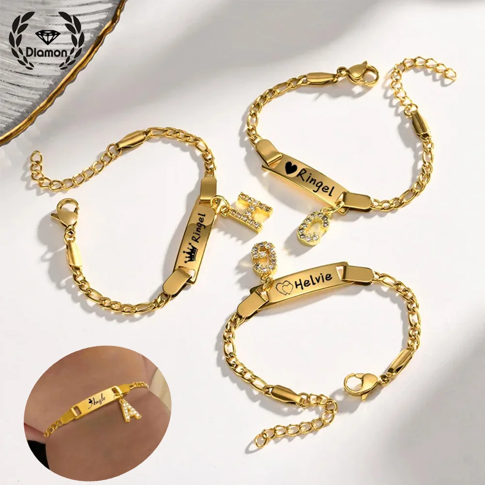 Diamon Bracelet Personalized Engrave Name with Zircon Letter Date Hebrew Stainless Steel Chain for Baby Kids Jewelry Gifts
Diamon Bracelet Personalized Engrave Name with Zircon Letter Date Hebrew Stainless Steel Chain for Baby Kids Jewelry Gifts