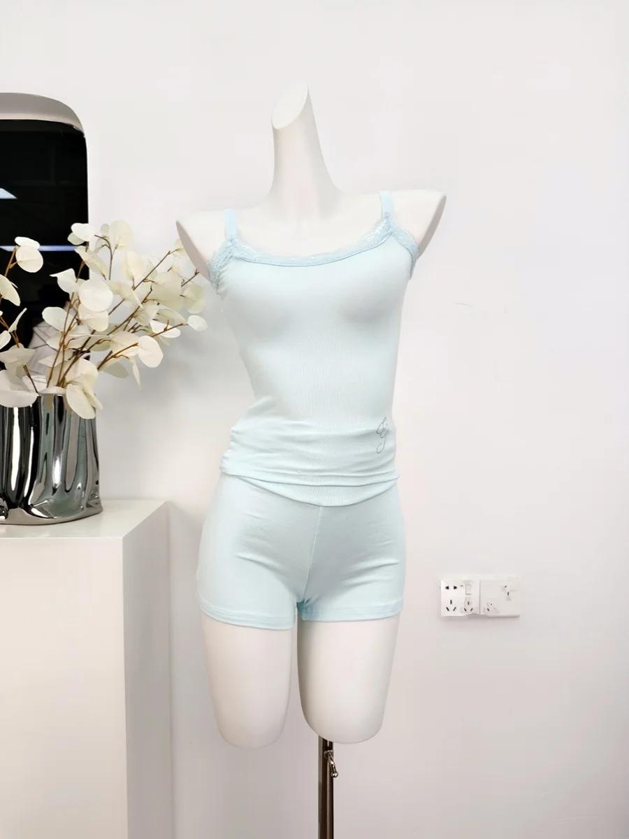 Spicy Girl Lace Trim Elastic Diamond Short Sleeve Base Shirt with Shorts And Straight Leg Pants Fashionable Cotton Set for Yo...
Spicy Girl Lace Trim Elastic Diamond Short Sleeve Base Shirt with Shorts And Straight Leg Pants Fashionable Cotton Set for Yo...