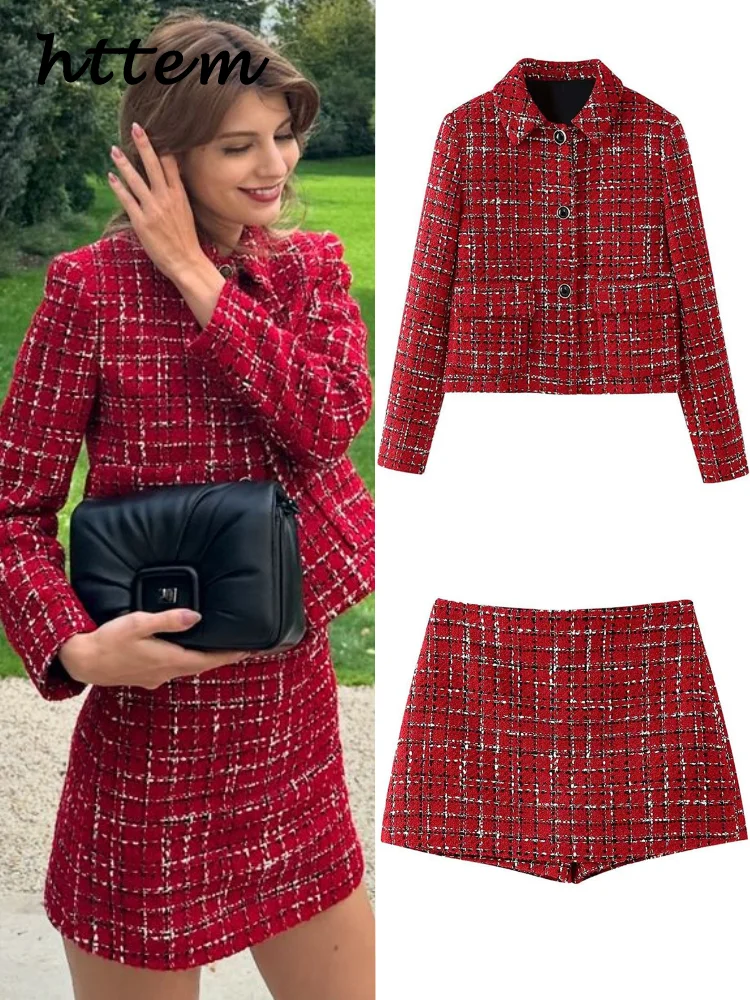 Street Tweed Jacket Mini Skirt Sets Women Lapel Single Breasted Cropped Coat Zipper Short Skirts 2024 Autumn Lady Elegant Outfit
Street Tweed Jacket Mini Skirt Sets Women Lapel Single Breasted Cropped Coat Zipper Short Skirts 2024 Autumn Lady Elegant Outfit