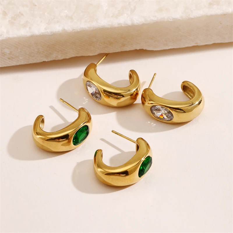 316L Stainless Steel New Fashion Fine Jewelry Embedded Dazzling Zircon Circles C-Shaped Polishing Stud Earrings For Women
316L Stainless Steel New Fashion Fine Jewelry Embedded Dazzling Zircon Circles C-Shaped Polishing Stud Earrings For Women