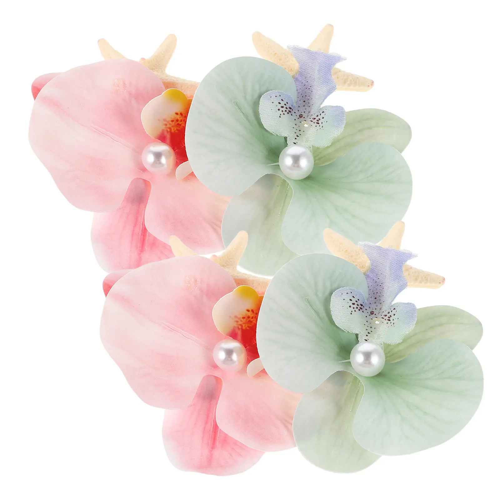 4Pcs Orchid Hair Clips Side Clip Ocean Inspired Pearl Sea Star Artificial Flower Hairpins Tropical Beach Hair Accessories
4Pcs Orchid Hair Clips Side Clip Ocean Inspired Pearl Sea Star Artificial Flower Hairpins Tropical Beach Hair Accessories
