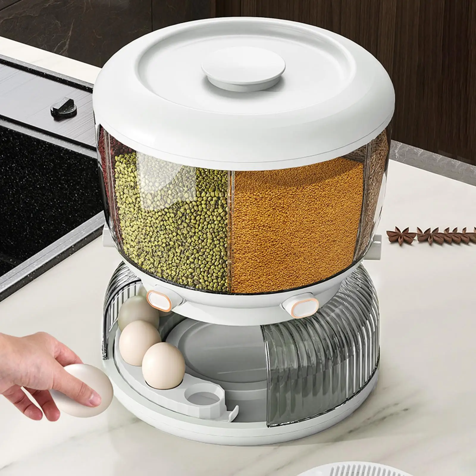 Grain Dispenser Large Capacity 360° Rotating Household Container Bin Food Grain Storage Box for Millet Barley Rice Oats Peanut
Grain Dispenser Large Capacity 360° Rotating Household Container Bin Food Grain Storage Box for Millet Barley Rice Oats Peanut