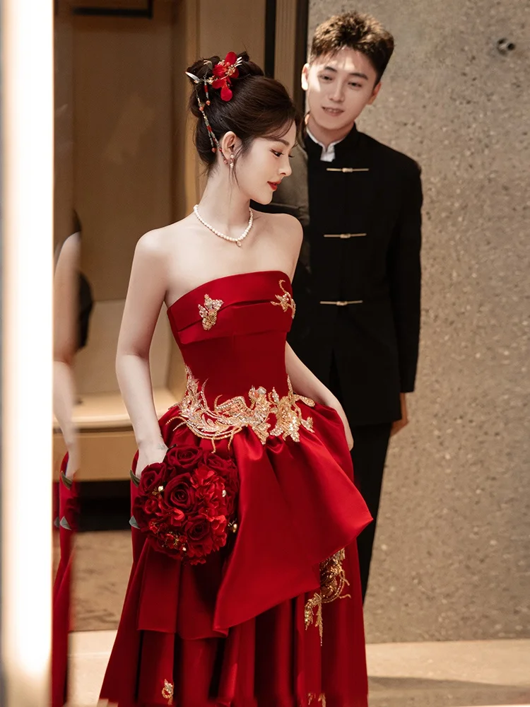 Red Wedding Dr New Chinese Sle Engagement Banquet Gown Women's Marriage High End Aosphere Ele Sensation
Red Wedding Dr New Chinese Sle Engagement Banquet Gown Women's Marriage High End Aosphere Ele Sensation