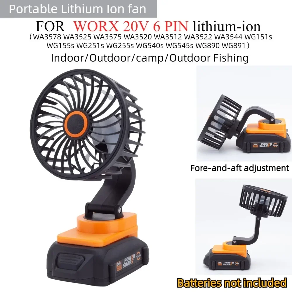 Портативный походный вентилятор для WORX 20 В 6-контактный литий-ионный аккумулятор Ручной беспроводной вентилятор для рабочей площадки (батарейки в комплект не входят)
Портативный походный вентилятор для WORX 20 В 6-контактный литий-ионный аккумулятор Ручной беспроводной вентилятор для рабочей площадки (батарейки в комплект не входят)
