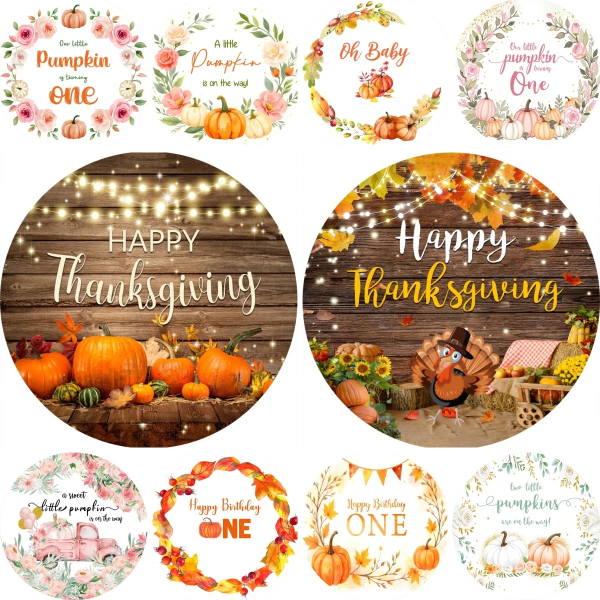 Happy Thanksgiving Day Autumn Round Backdrop Cover Fall Scenery Maple Leaves Harvest Pumpkin Circle Photography Background Decor
Happy Thanksgiving Day Autumn Round Backdrop Cover Fall Scenery Maple Leaves Harvest Pumpkin Circle Photography Background Decor