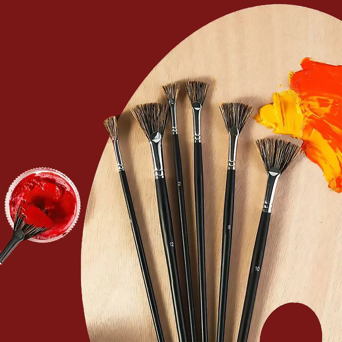 6pcs Fan-shaped Bristle Professional Art Painting Set, Suitable for Gouache, Acrylic, Oi, Art Student Artists Beginners Use
6pcs Fan-shaped Bristle Professional Art Painting Set, Suitable for Gouache, Acrylic, Oi, Art Student Artists Beginners Use