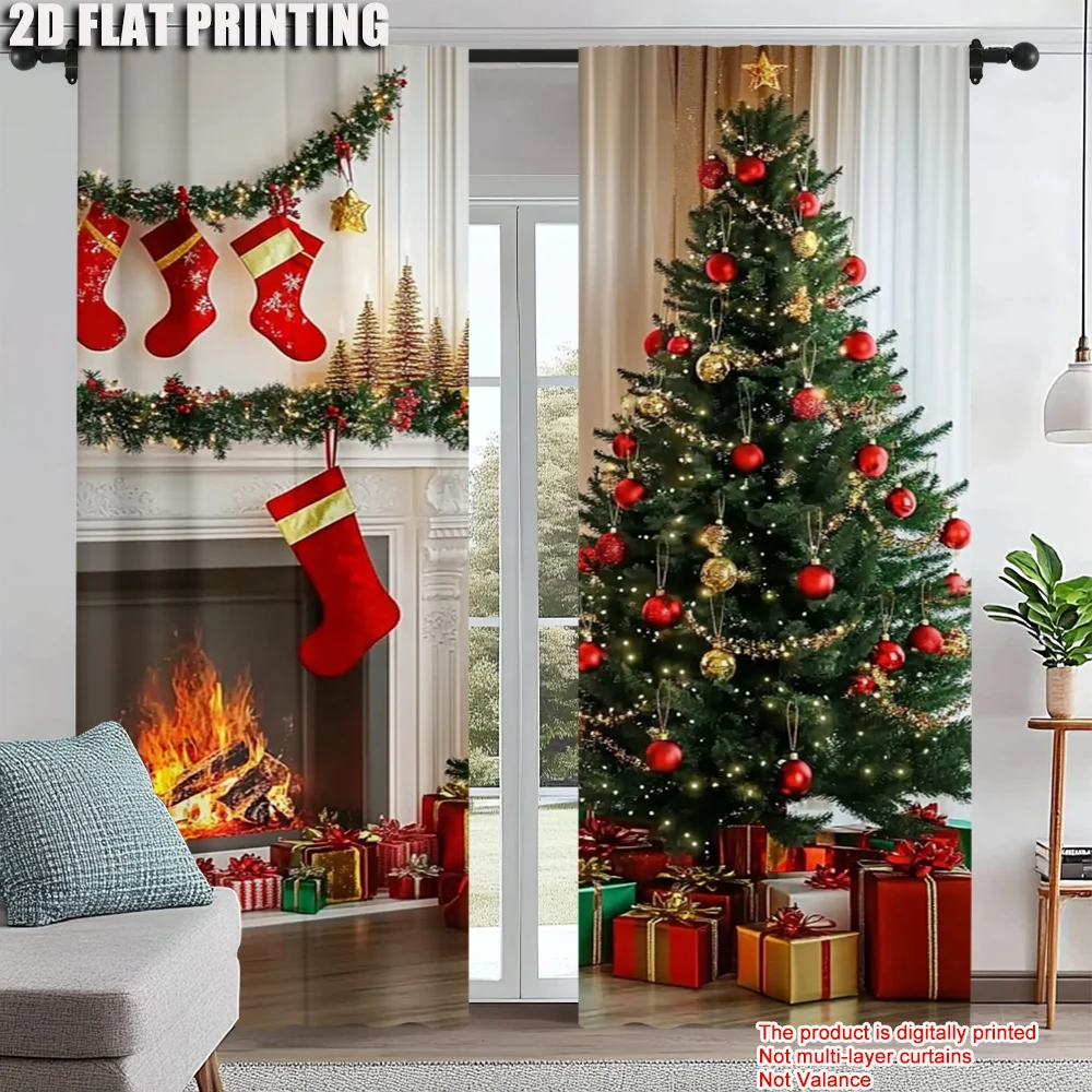 2Pcs Festive Christmas Tree And Fireplace Design Window Curtains Polyester Digital Printed Drapes For Living Room And Bedroom
2Pcs Festive Christmas Tree And Fireplace Design Window Curtains Polyester Digital Printed Drapes For Living Room And Bedroom