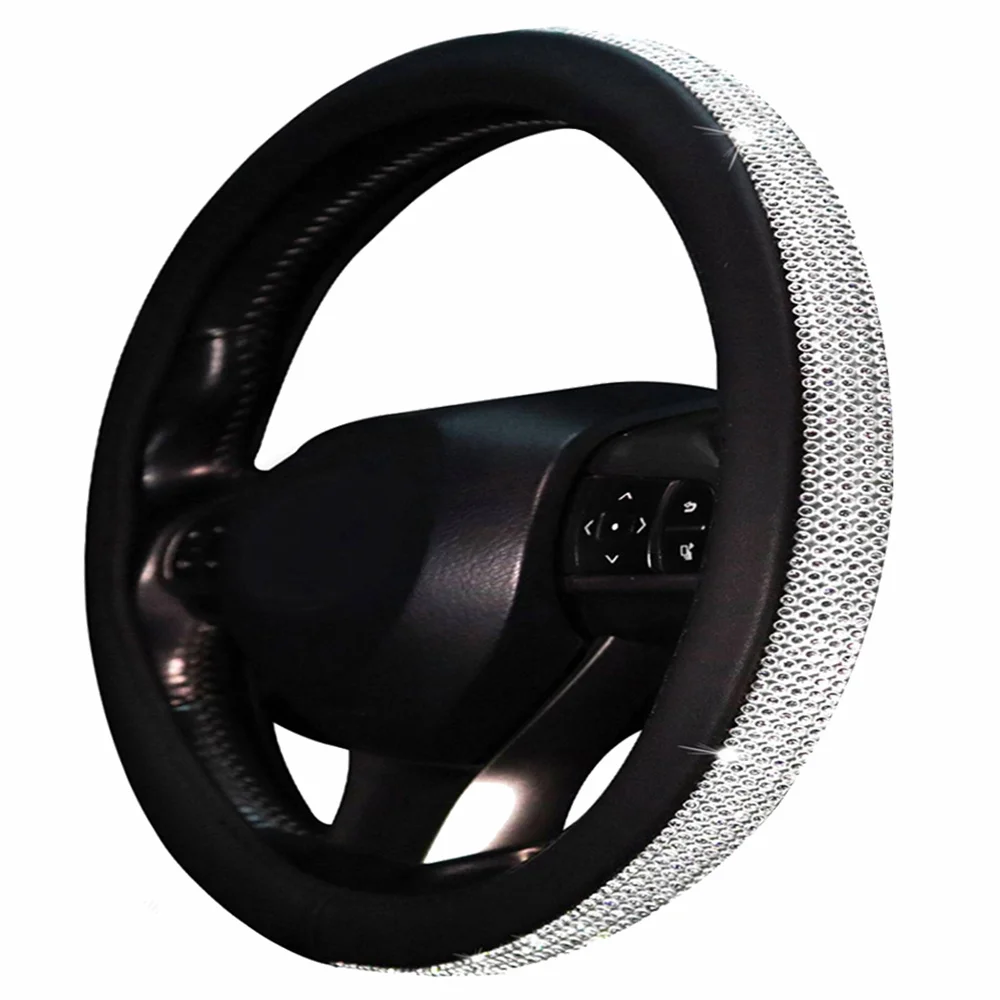 36CM/38CM PU Leather Diamond Steering Wheel Cover Rhinestone Crystal Bling For VW Opel Toyota Nissan Ford Car Accessories
36CM/38CM PU Leather Diamond Steering Wheel Cover Rhinestone Crystal Bling For VW Opel Toyota Nissan Ford Car Accessories