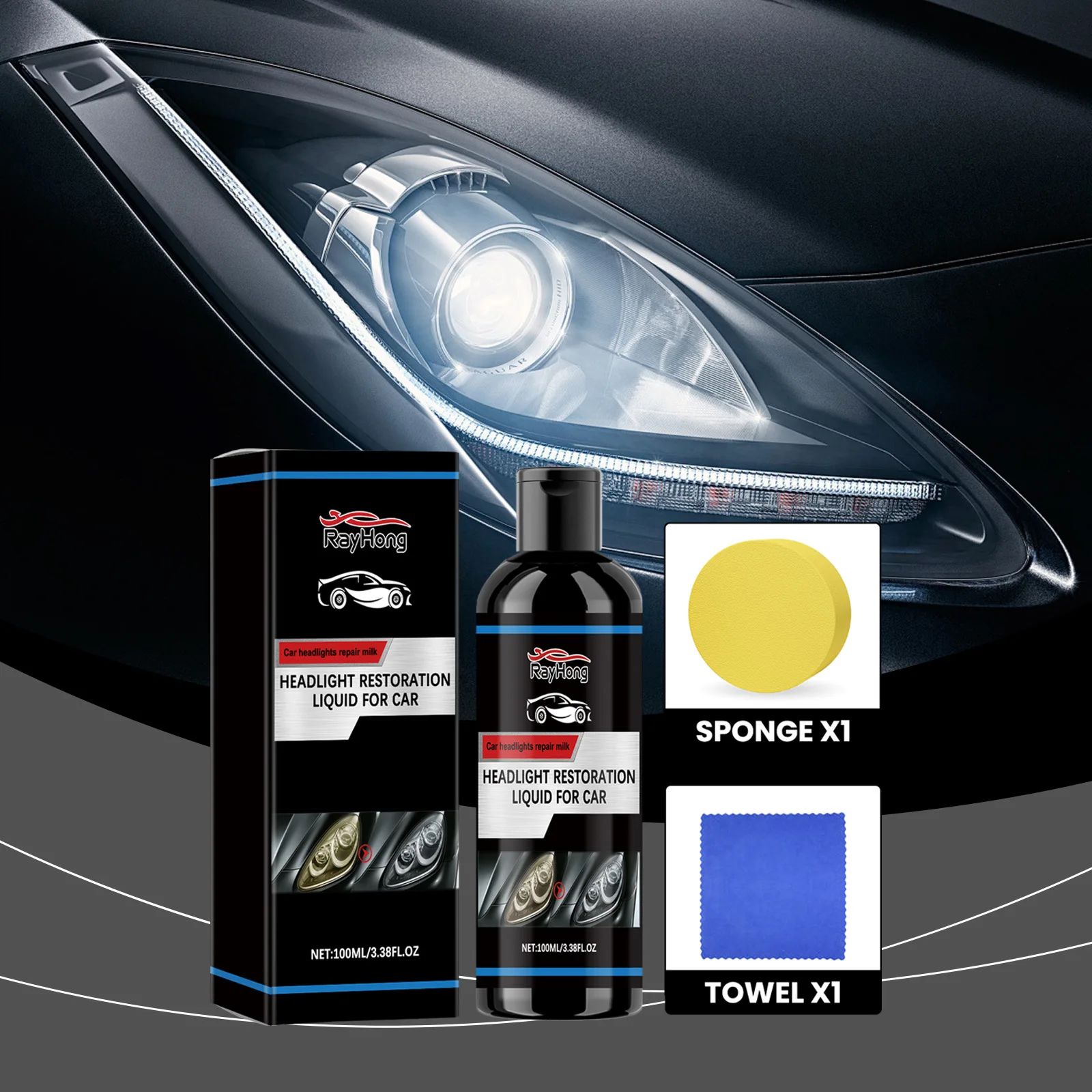 Car Headlight Restoration Kit 100ml - Yellowing & Scratch Remover with Protective Coating for Brighter Night Driving
Car Headlight Restoration Kit 100ml - Yellowing & Scratch Remover with Protective Coating for Brighter Night Driving