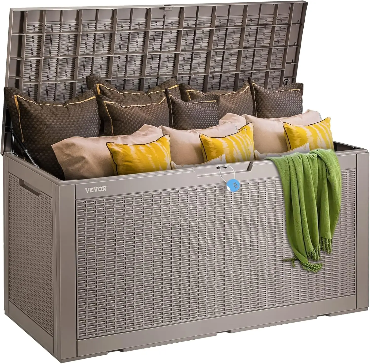 Deck Box, 100 Gallon Outdoor Storage Box, 48.0" x 21.5" x 24.5", Waterproof PP Deckbox with Aluminum Alloy Padlock
Deck Box, 100 Gallon Outdoor Storage Box, 48.0" x 21.5" x 24.5", Waterproof PP Deckbox with Aluminum Alloy Padlock