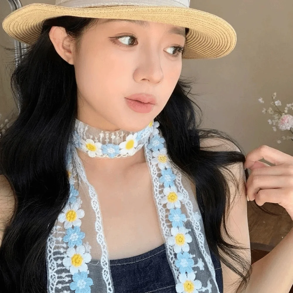 Korean Style Transparent Lace Chiffon Scarf Flower Double-Sided Neck Scarf Thin Hair Bandana Women Girl
Korean Style Transparent Lace Chiffon Scarf Flower Double-Sided Neck Scarf Thin Hair Bandana Women Girl
