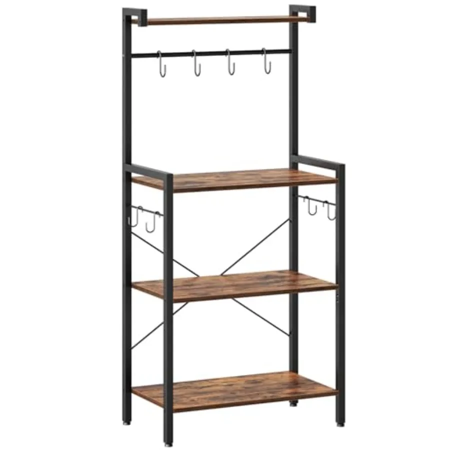 Kitchen Bakers Rack with Storage 4 Tiers Coffee Bar Station Microwave Stand with 8 S-Shaped Hooks Kitchen Storage Shelf Rack fo
Kitchen Bakers Rack with Storage 4 Tiers Coffee Bar Station Microwave Stand with 8 S-Shaped Hooks Kitchen Storage Shelf Rack fo