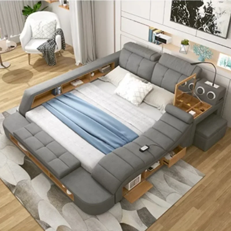Simple Headboard Frame Double Bed Luxury Wooden Nordic Queen Multifunction Bed Unique Modern Cama Matrimonial Bedroom Furniture
Simple Headboard Frame Double Bed Luxury Wooden Nordic Queen Multifunction Bed Unique Modern Cama Matrimonial Bedroom Furniture