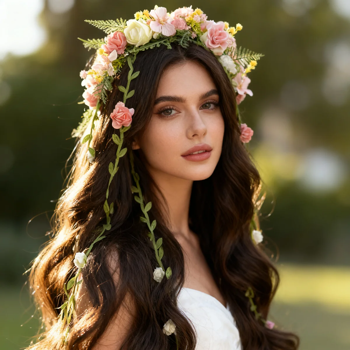 AWAYTR повязка на голову с цветочными ветками и листьями для женщин, элегантная повязка на голову с длинными кисточками и цветами, милая гирлянда для невесты, аксессуары для волос
AWAYTR повязка на голову с цветочными ветками и листьями для женщин, элегантная повязка на голову с длинными кисточками и цветами, милая гирлянда для невесты, аксессуары для волос