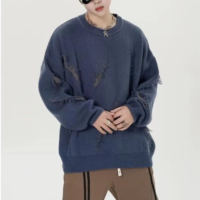 Winter New Mens Clothing Hole Design Round Neck Fashion Knitted Sweater Men and Women Loose All-match Casual Sweater Pullover
Winter New Mens Clothing Hole Design Round Neck Fashion Knitted Sweater Men and Women Loose All-match Casual Sweater Pullover