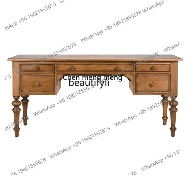 E153 French Retro Desk Solid Wood American Style Black Mid-Ancient Style Study Large Long Desk Villa Carved Light Luxury Comput
E153 French Retro Desk Solid Wood American Style Black Mid-Ancient Style Study Large Long Desk Villa Carved Light Luxury Comput