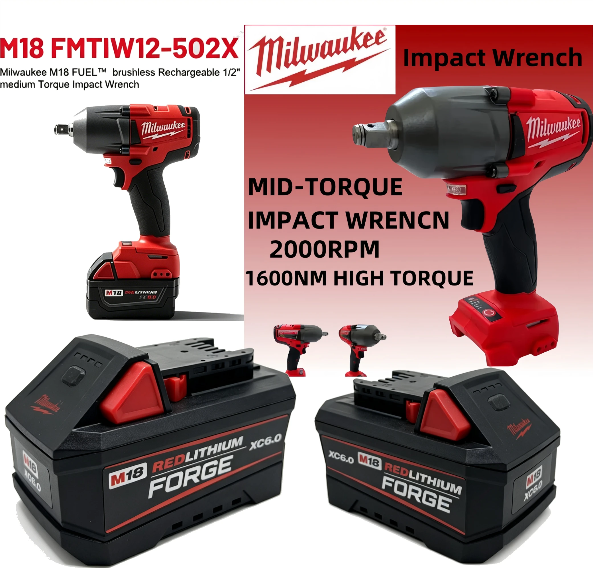 Milwaukee M18 FORGE 8.0Ah Battery M18FB12 18V REDLITHIUM HD 50% Power Upgrade Super Charge 35min 80% 48-11-1813 Heavy Duty
Milwaukee M18 FORGE 8.0Ah Battery M18FB12 18V REDLITHIUM HD 50% Power Upgrade Super Charge 35min 80% 48-11-1813 Heavy Duty