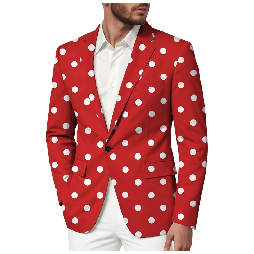 Men's Suit Colorful Polka Dot Printed Business Casual Blazers Coat Lapel Collar One Button Outwear Male Clothing
Men's Suit Colorful Polka Dot Printed Business Casual Blazers Coat Lapel Collar One Button Outwear Male Clothing