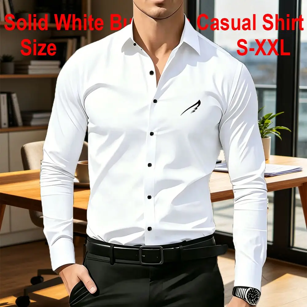 Men's Solid White Dress Shirt with Chest Wing Print, Slim Fit Long Sleeve Formal Work Blouse, Wrinkle Resistant, Sizes S-XXL
Men's Solid White Dress Shirt with Chest Wing Print, Slim Fit Long Sleeve Formal Work Blouse, Wrinkle Resistant, Sizes S-XXL