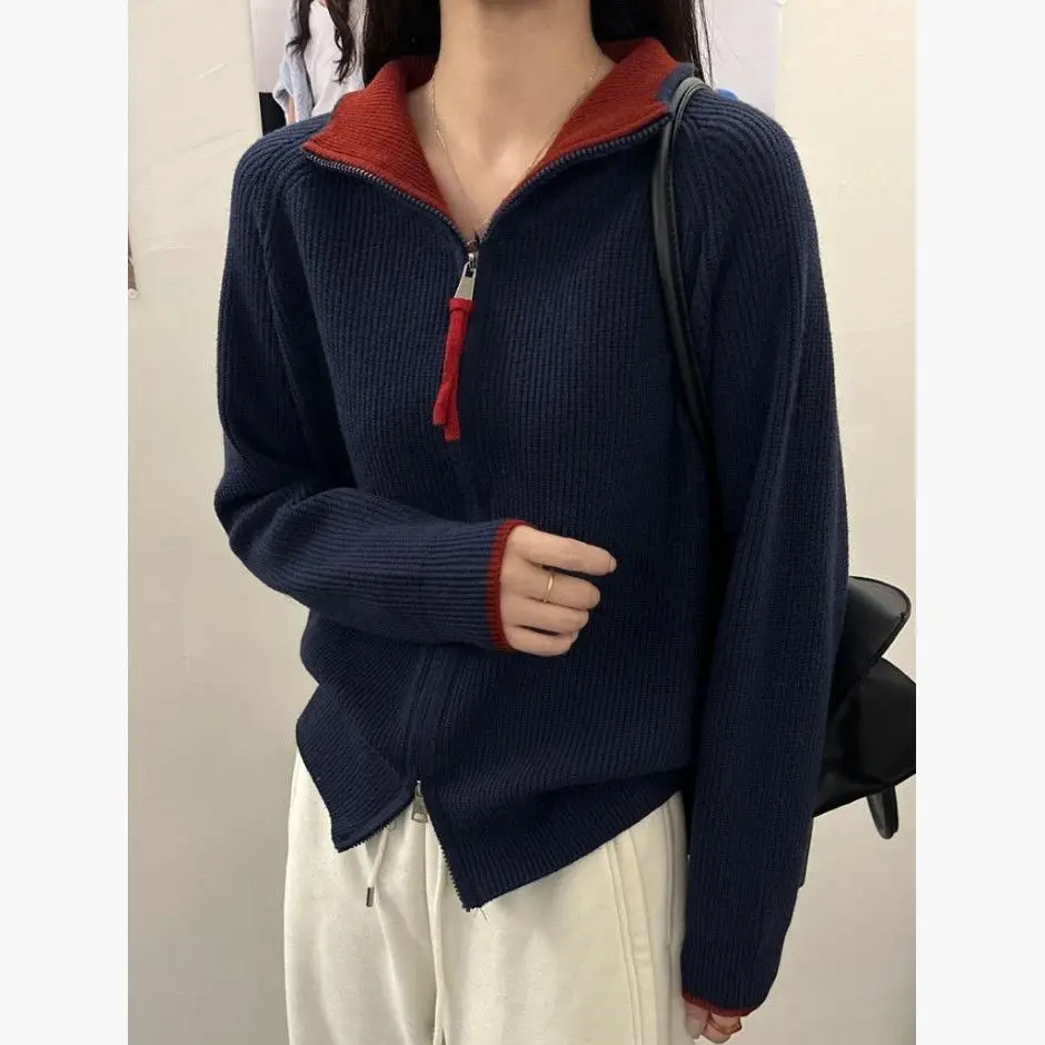Women Autumn Contrast Color Sweater Coat 2026 Korean Lazy Loose Cardigan Jackets Female Long Sleeve Knit Outerwear U257
Women Autumn Contrast Color Sweater Coat 2026 Korean Lazy Loose Cardigan Jackets Female Long Sleeve Knit Outerwear U257
