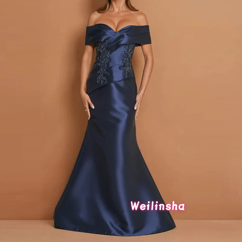 Customized Mermaid Mother of The Bride Dresses for Women Off Shoulder Prom Gowns Lace Appliques Long Satin Wedding Guest Dress
Customized Mermaid Mother of The Bride Dresses for Women Off Shoulder Prom Gowns Lace Appliques Long Satin Wedding Guest Dress