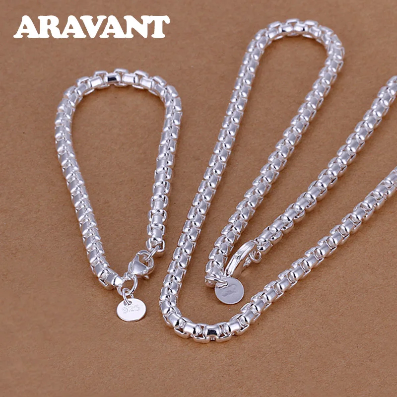Aravant 925 Silver Fashion Round Box Chain Bracelet Necklace For Women Wedding Party Jewelry
Aravant 925 Silver Fashion Round Box Chain Bracelet Necklace For Women Wedding Party Jewelry