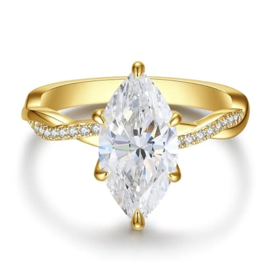 4CT Marquise Cut Moissanite Engagement Ring for Women, Moissanite Wedding Rings 14K/ Plated, Promise Travel Band for Anniversar
4CT Marquise Cut Moissanite Engagement Ring for Women, Moissanite Wedding Rings 14K/ Plated, Promise Travel Band for Anniversar