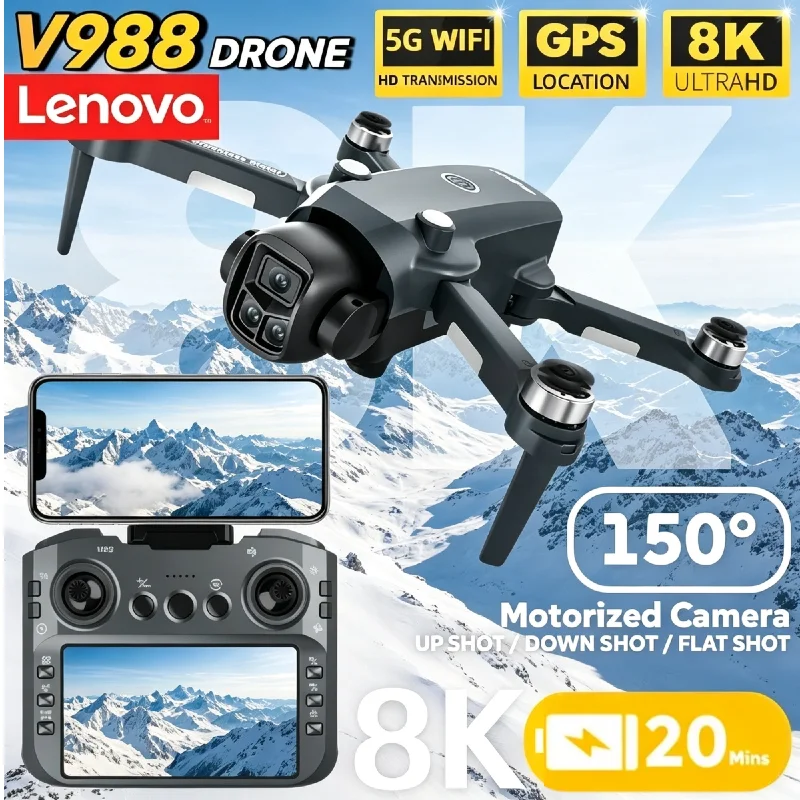Складной дрон Lenovo V988 с двойной камерой 8K HD, 5G WiFi FPV, большим экраном и пультом управления, квадрокоптер
Складной дрон Lenovo V988 с двойной камерой 8K HD, 5G WiFi FPV, большим экраном и пультом управления, квадрокоптер