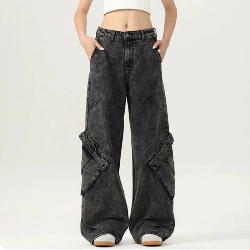 2026 Cyber Y2K Streetwear Washed Black Baggy Women's Cargo Jeans Pants For Woman Clothing Wide Leg New Rock Loose Long Trousers
2026 Cyber Y2K Streetwear Washed Black Baggy Women's Cargo Jeans Pants For Woman Clothing Wide Leg New Rock Loose Long Trousers