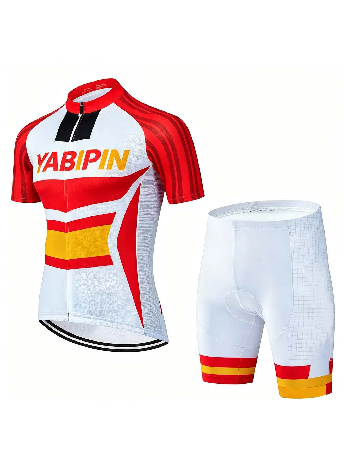 Men‘s Short Sleeve Shorts Cycling Jersey Set, Stand Collar Full Zip with Letter Print, Breathable Quick Dry 2 Piece Bike Suit
Men‘s Short Sleeve Shorts Cycling Jersey Set, Stand Collar Full Zip with Letter Print, Breathable Quick Dry 2 Piece Bike Suit