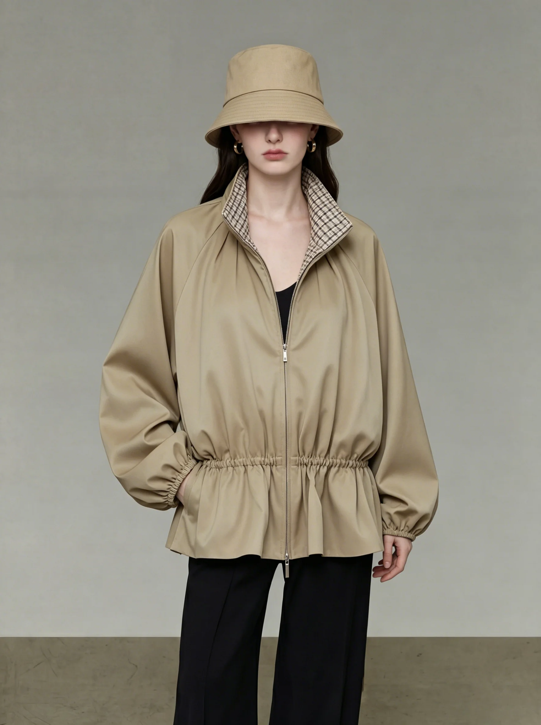 i Color Dstring Stand Collar Bloom Jaet Women's ort Sle Spring New Arrival Beautiful Small Outerwear
i Color Dstring Stand Collar Bloom Jaet Women's ort Sle Spring New Arrival Beautiful Small Outerwear
