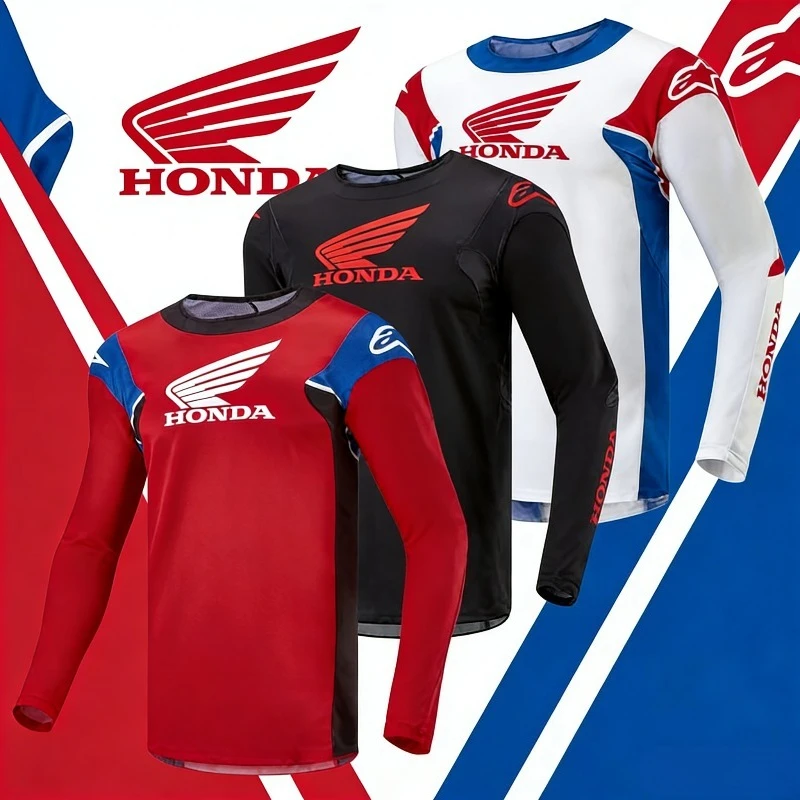 Honda, лето 2026, новая футболка для езды на мотоцикле по бездорожью, дышащая спортивная мужская и женская одежда с длинными рукавами для верховой езды
Honda, лето 2026, новая футболка для езды на мотоцикле по бездорожью, дышащая спортивная мужская и женская одежда с длинными рукавами для верховой езды
