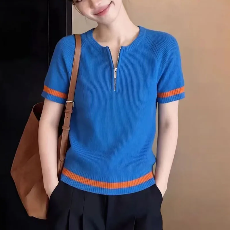 Women Clothing New Summer Short Sleeve Knitted Sweater Women Pullovers O-Neck Knit Sweater Pullover Women Tops Sweaters Q4680
Women Clothing New Summer Short Sleeve Knitted Sweater Women Pullovers O-Neck Knit Sweater Pullover Women Tops Sweaters Q4680
