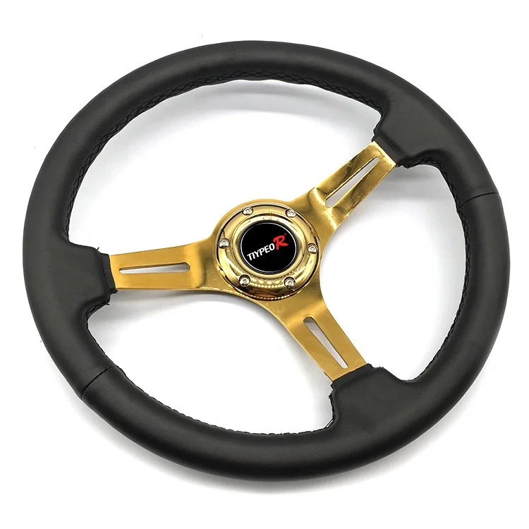 Car Racing Steering Wheel 350mm Deep Dish Genuine Leather Drifting Gold & Black Steering Wheel
Car Racing Steering Wheel 350mm Deep Dish Genuine Leather Drifting Gold & Black Steering Wheel