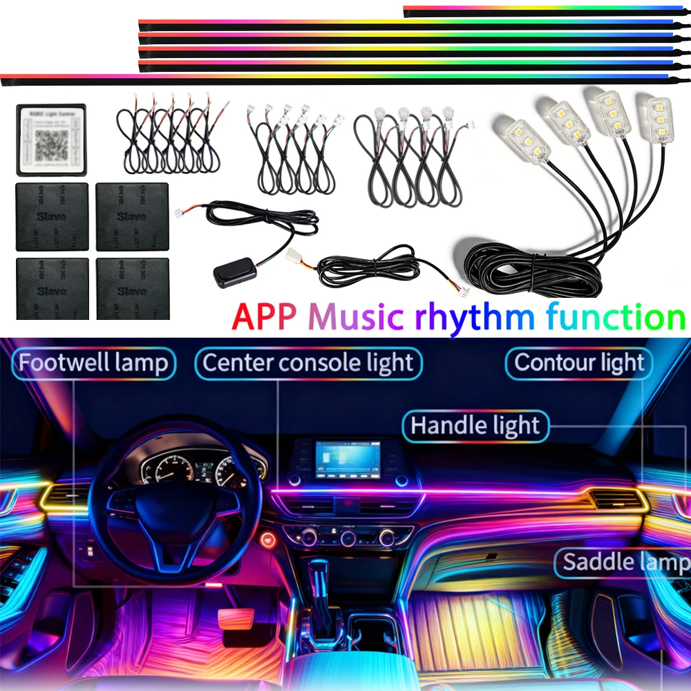 Неоновый 6/18in1 светодиодный внутренний автомобильный светильник, приложение, управление музыкой, RGB акриловая направляющая, светодиодный окружающий свет для рождественской вечеринки, автоматический атмосферный свет
Неоновый 6/18in1 светодиодный внутренний автомобильный светильник, приложение, управление музыкой, RGB акриловая направляющая, светодиодный окружающий свет для рождественской вечеринки, автоматический атмосферный свет