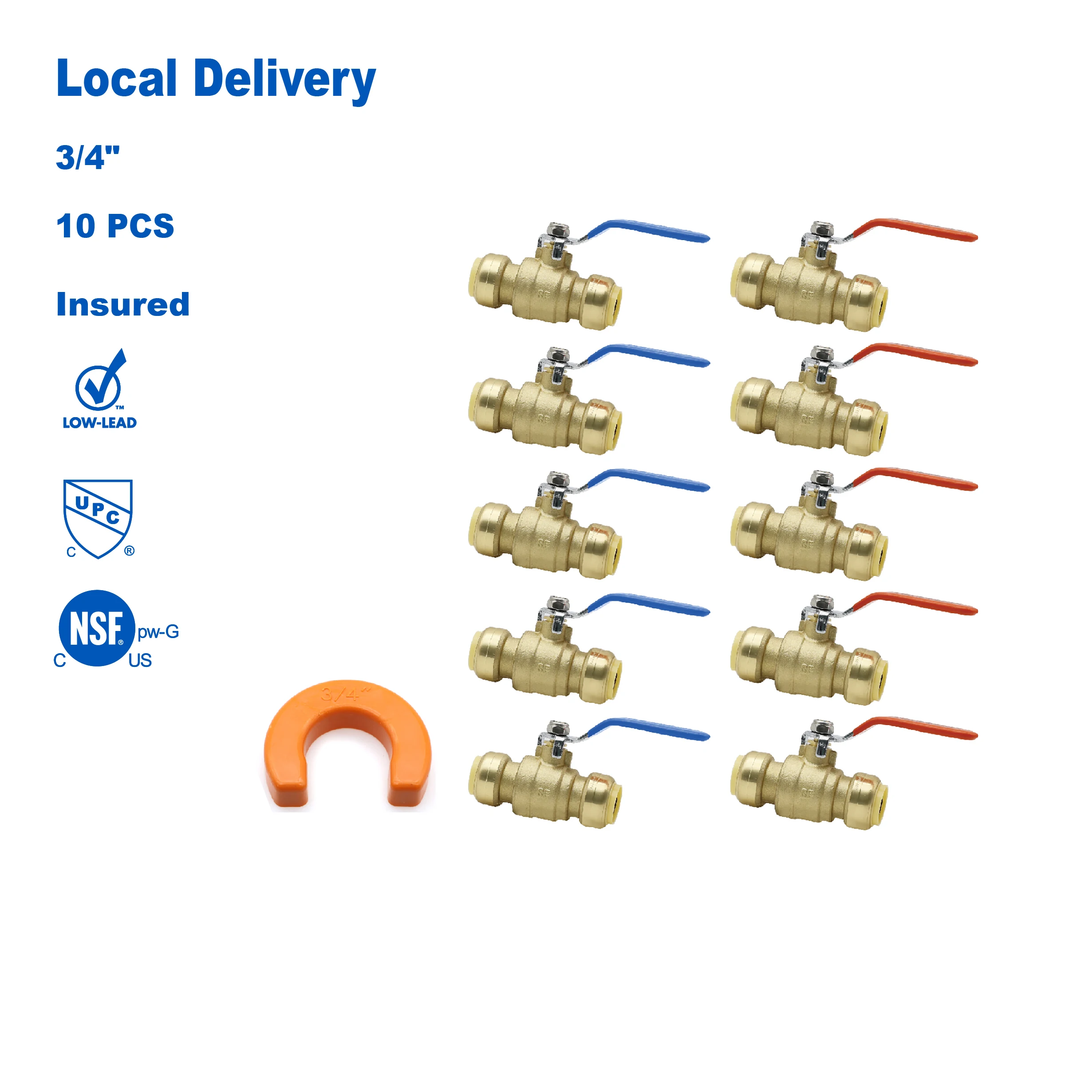 KING SMART 3/4" Push Fit 1/4 Turn Full Port Push Fit Ball Valve; for Hot and Cold Water System; 10Pcs/Case; 80518
KING SMART 3/4" Push Fit 1/4 Turn Full Port Push Fit Ball Valve; for Hot and Cold Water System; 10Pcs/Case; 80518