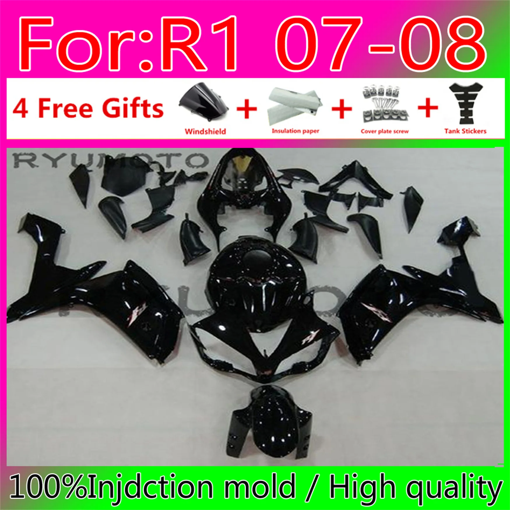 New ABS Injection Mold Motorcycle Fairings Kit Fit for YAMAHA YZF-R1 2007 2008 YZF R1 07 08 bodywork fairing black
New ABS Injection Mold Motorcycle Fairings Kit Fit for YAMAHA YZF-R1 2007 2008 YZF R1 07 08 bodywork fairing black