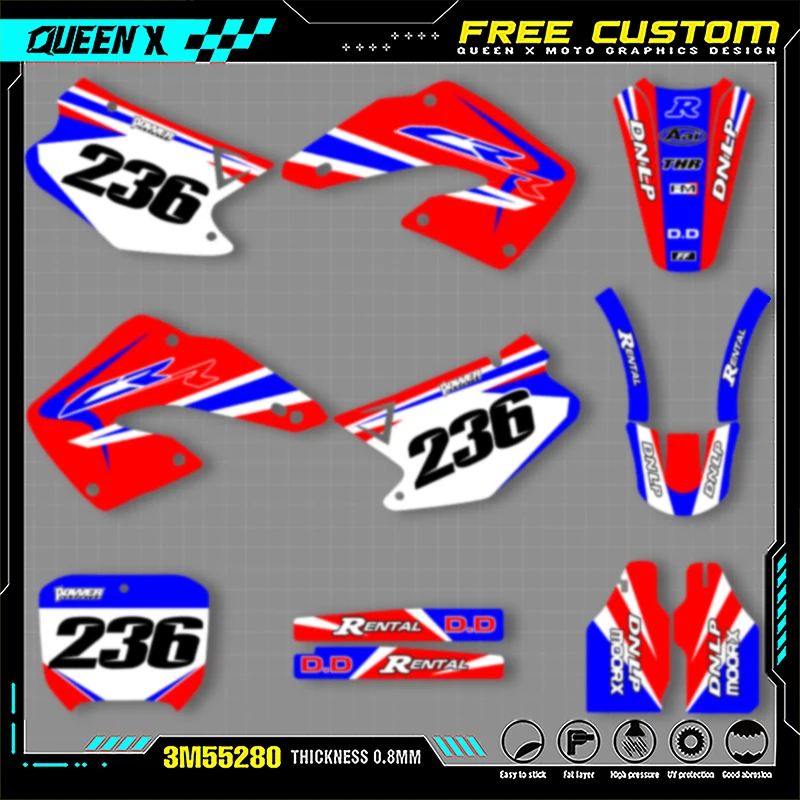 Queen X MOTOR Custom Team Graphics Decals Stickers Kit For Honda 2000 2001 CR125 CR250 003
Queen X MOTOR Custom Team Graphics Decals Stickers Kit For Honda 2000 2001 CR125 CR250 003