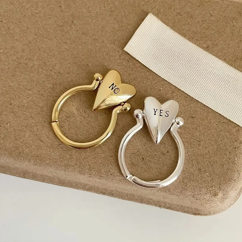Smooth Rotatable Heart Ring for Women Men Vintage YES or NO Letter Adjustable Finger Rings Niche Design Couple Jewelry Accessory
Smooth Rotatable Heart Ring for Women Men Vintage YES or NO Letter Adjustable Finger Rings Niche Design Couple Jewelry Accessory