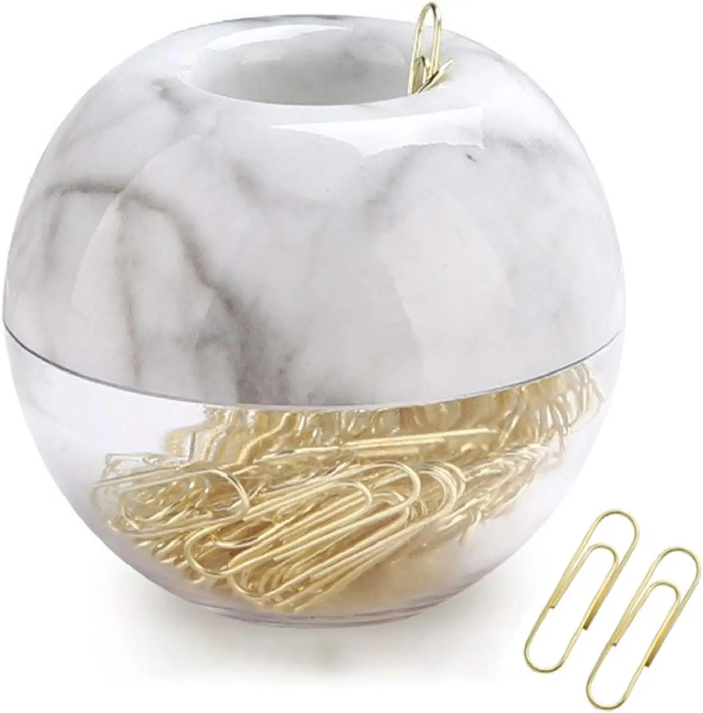 Marble White Magnetic Paper Clip Holder with 100 Gold Clips, Desk Organizer
Marble White Magnetic Paper Clip Holder with 100 Gold Clips, Desk Organizer