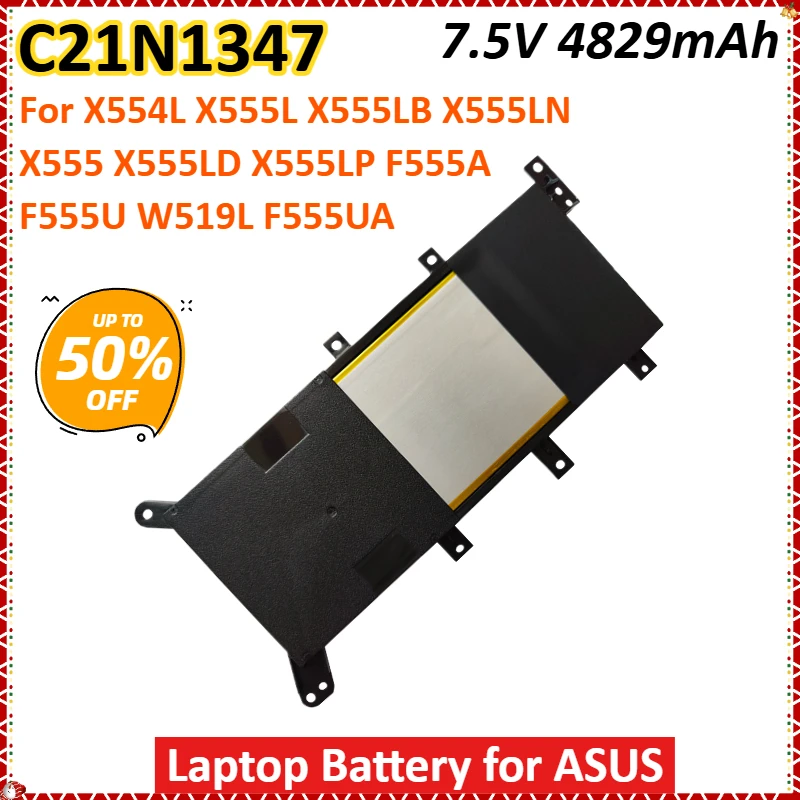 New 7.5V 4829mAh 37Wh C21N1347 Laptop Battery for ASUS X554L X555L X555LB X555LN X555 X555LD X555LP F555A F555U W519L F555UA
New 7.5V 4829mAh 37Wh C21N1347 Laptop Battery for ASUS X554L X555L X555LB X555LN X555 X555LD X555LP F555A F555U W519L F555UA