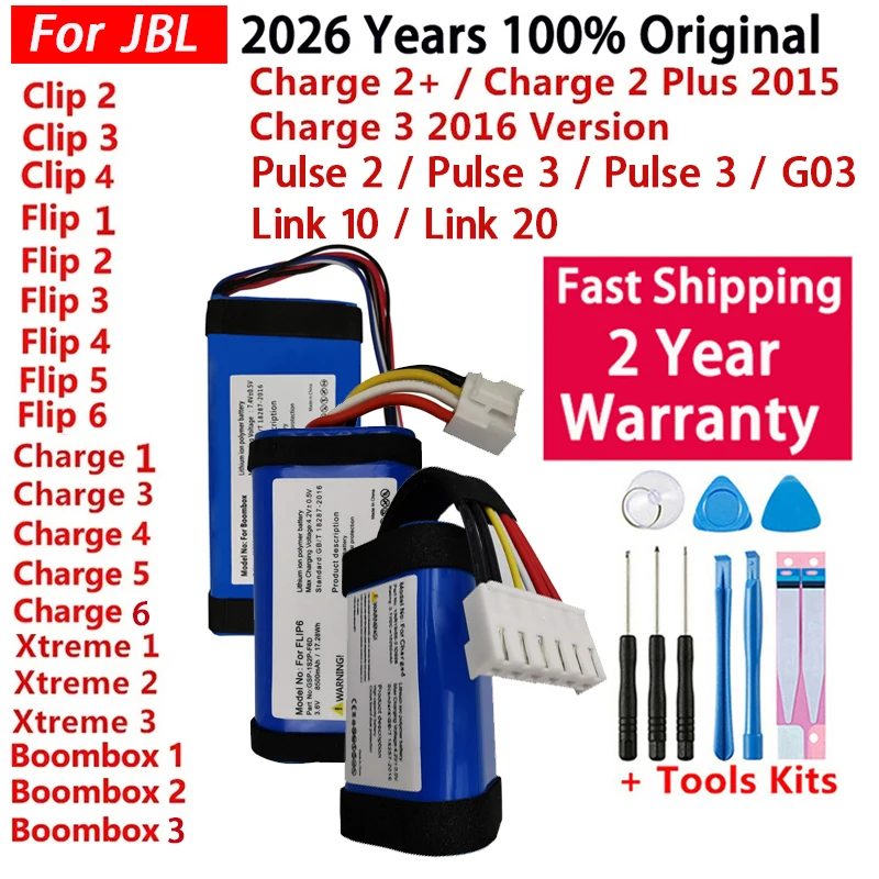 2026 Years Original Speaker Battery For JBL Link 10 20 Xtreme Boombox Clip Charge Flip Pulse 6 5 4 3 2 1 Special Edition Bateria
2026 Years Original Speaker Battery For JBL Link 10 20 Xtreme Boombox Clip Charge Flip Pulse 6 5 4 3 2 1 Special Edition Bateria