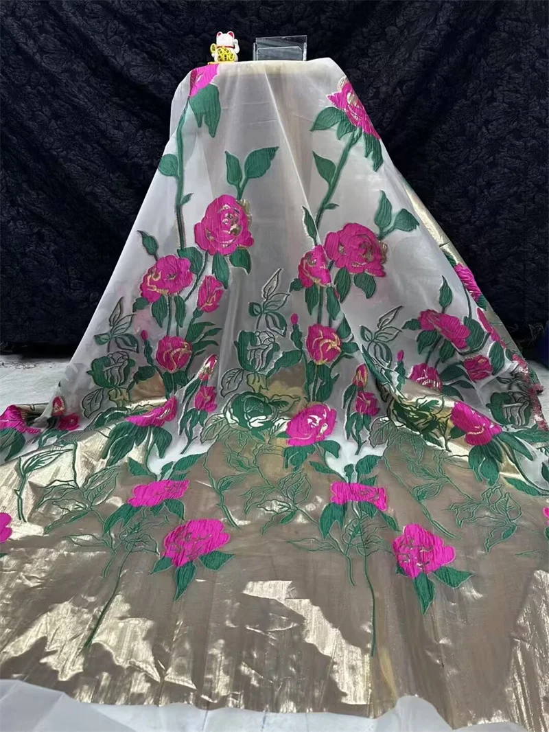 African Jacquard Brocade Luxury Fabric Nigerian Floral Organza Mesh Lace Tulle Material French Net Brocard Tissu 5Yard CJ14
African Jacquard Brocade Luxury Fabric Nigerian Floral Organza Mesh Lace Tulle Material French Net Brocard Tissu 5Yard CJ14