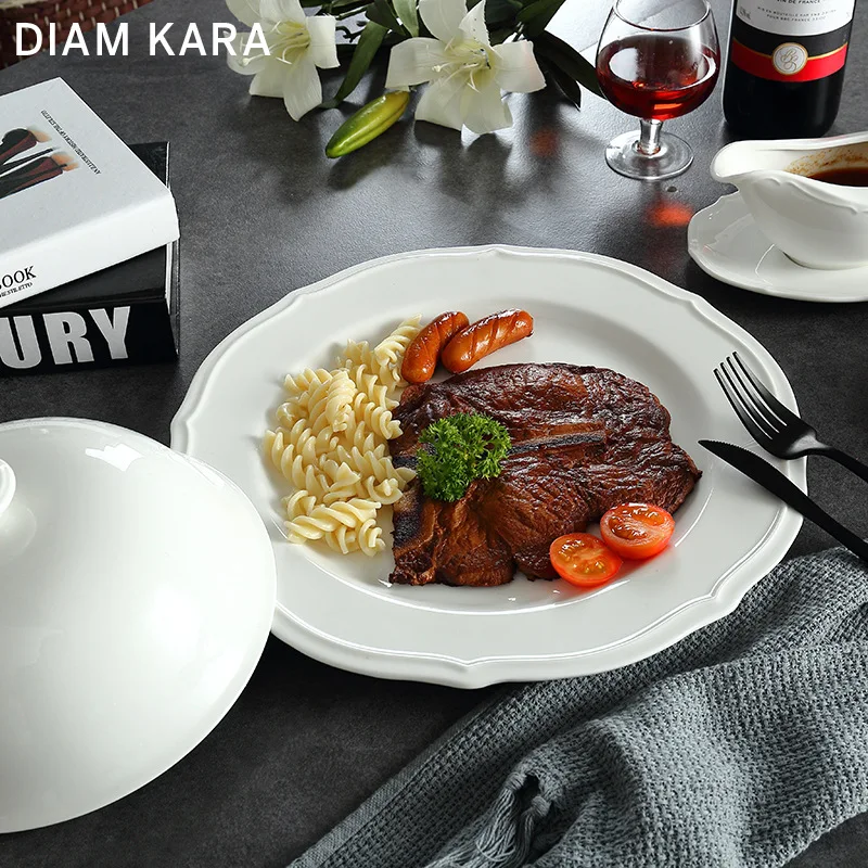 Pure White Steak Western Plate Hotel Ceramic Soup Plate Bowl Western Restaurant Creative Embossed Food Plate
Pure White Steak Western Plate Hotel Ceramic Soup Plate Bowl Western Restaurant Creative Embossed Food Plate