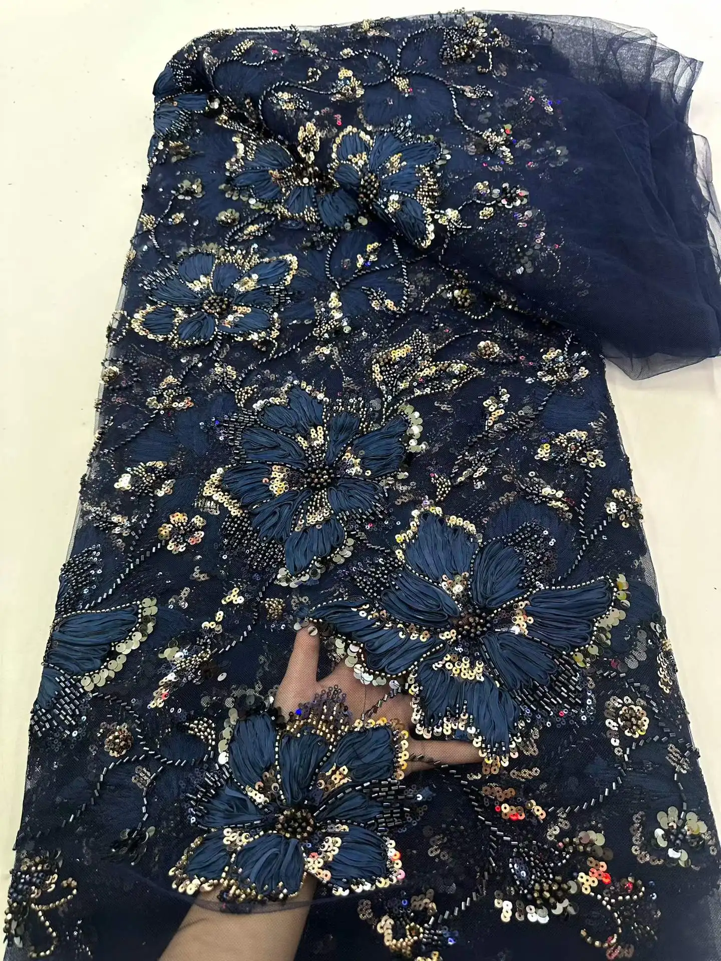 African Nigerian Groom Sequins Beads Lace Fabric 2026 Blue High Quality French Tulle Lace Fabric For Bridal Dress Sewing
African Nigerian Groom Sequins Beads Lace Fabric 2026 Blue High Quality French Tulle Lace Fabric For Bridal Dress Sewing