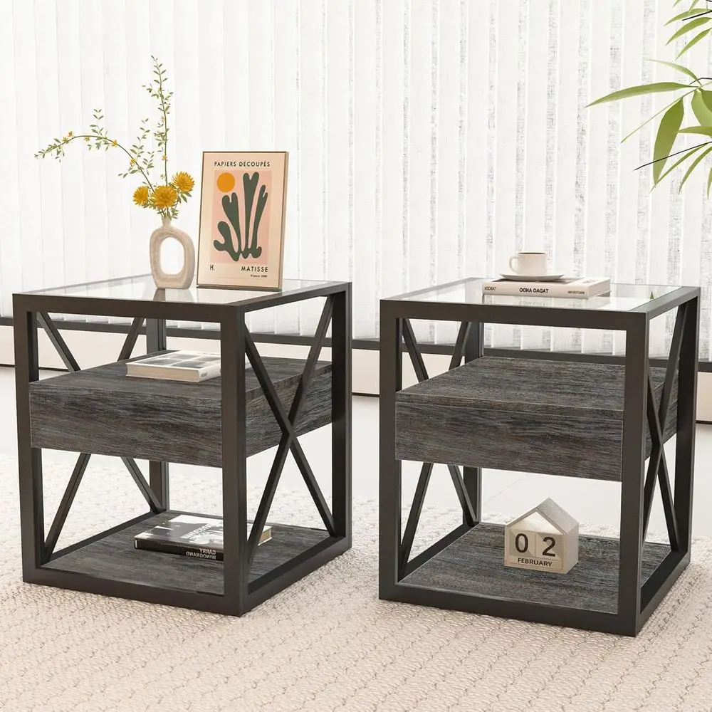 ern End Table with Der: Industrial Style Side Table with Tempered Glass Top & Wood Grain MD - Compact 3-Tier Storage or Studio A
ern End Table with Der: Industrial Style Side Table with Tempered Glass Top & Wood Grain MD - Compact 3-Tier Storage or Studio A