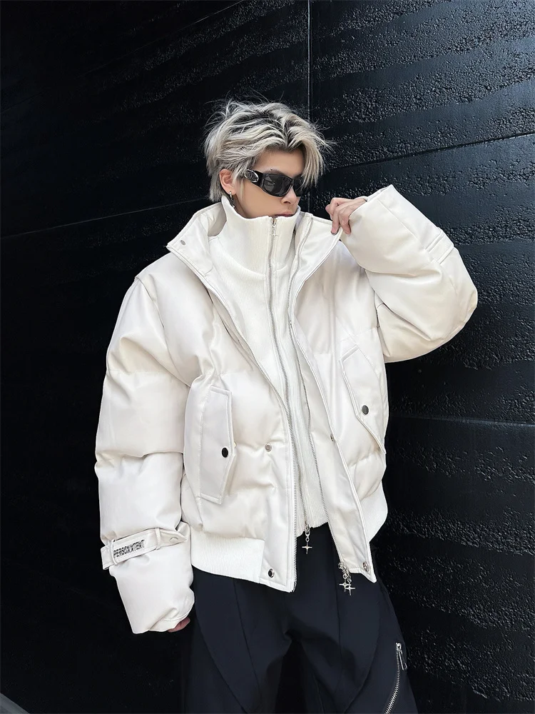 Men's Loose Fit Metal PU Leather ort Cotton Jaet Fake Two-Piece Sle Warm Outerwear Casual Youth ular Thiened
Men's Loose Fit Metal PU Leather ort Cotton Jaet Fake Two-Piece Sle Warm Outerwear Casual Youth ular Thiened