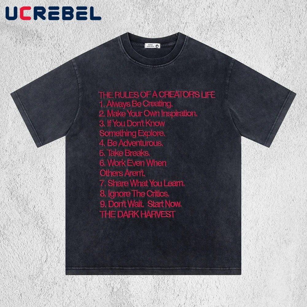 Letter Embroidery Short Sleeve T-shirt Mens Washed Distressed Summer Retro High Street Crew Neck Half-Sleeve Cotton Tee Man
Letter Embroidery Short Sleeve T-shirt Mens Washed Distressed Summer Retro High Street Crew Neck Half-Sleeve Cotton Tee Man