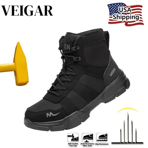 Canvas Safety Boots Anti-Smash Anti-Puncture Comfortable Breathable Work Shoes for Outdoor Use Men Work Footwear