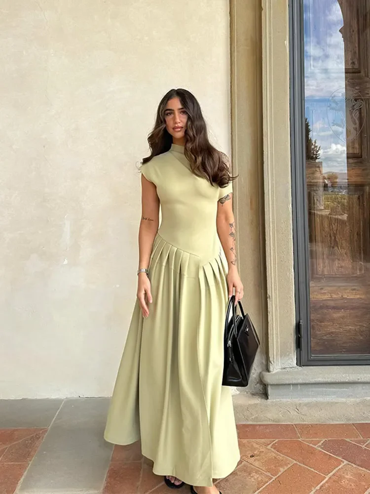 Women Elegant Green Pleated Dress Fashion O Neck Short Sleeve Patchwork Long Dresses 2024 New Casual Office Lady Streetwear
Women Elegant Green Pleated Dress Fashion O Neck Short Sleeve Patchwork Long Dresses 2024 New Casual Office Lady Streetwear